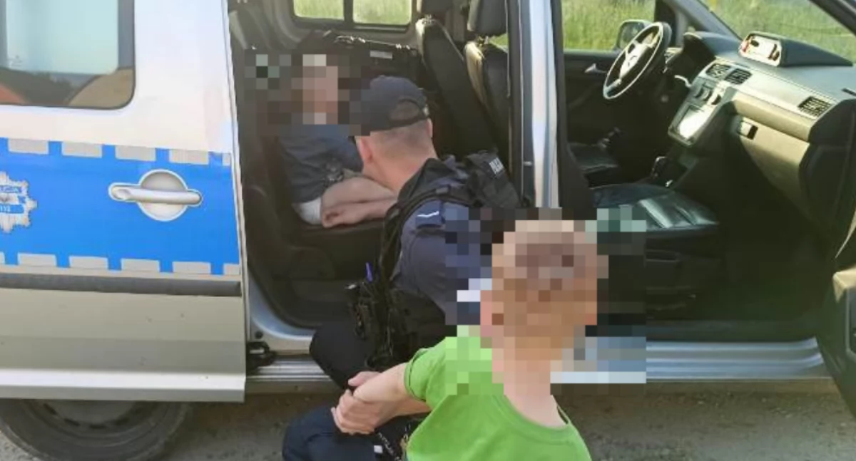Dzieci na gigancie pod Miliczem. Jeden raczkował do sąsiada, drugi poszedł nad wodę