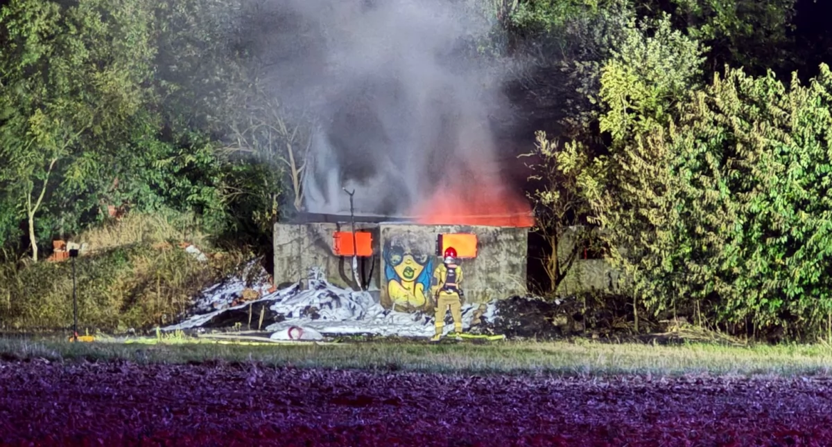 Pożar pustostanu w Szukalicach. Szybka i sprawna akcja straży pożarnej. Zobacz film z akcji gaśniczej