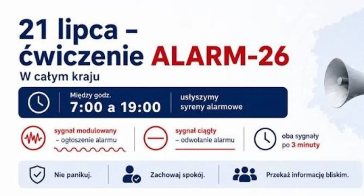 21 lipca w całym kraju usłyszymy syreny. Służby przeprowadzą ważny trening