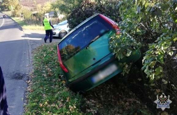 Przestraszył się pająka, stracił panowanie nad kierownicą i wylądował na ogrodzeniu posesji