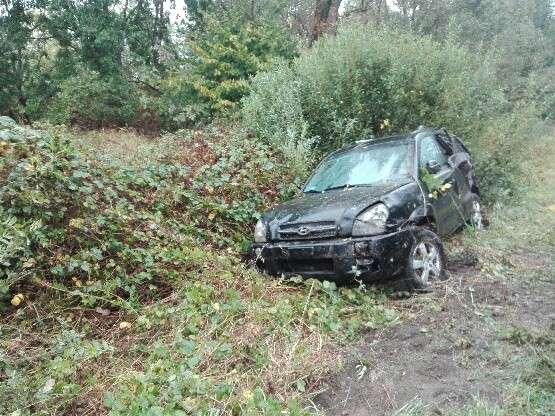 Hyundai w rowie dwie osoby ranne