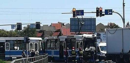 Zderzenie tramwaju z ciężarówką
