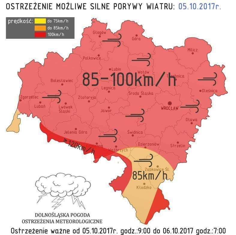 Ostrzeżenie o silnym wietrze
