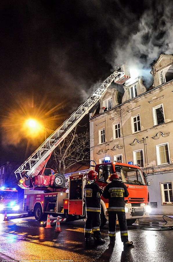 Pożar w Kamienicy przy ulicy Krzywoustego
