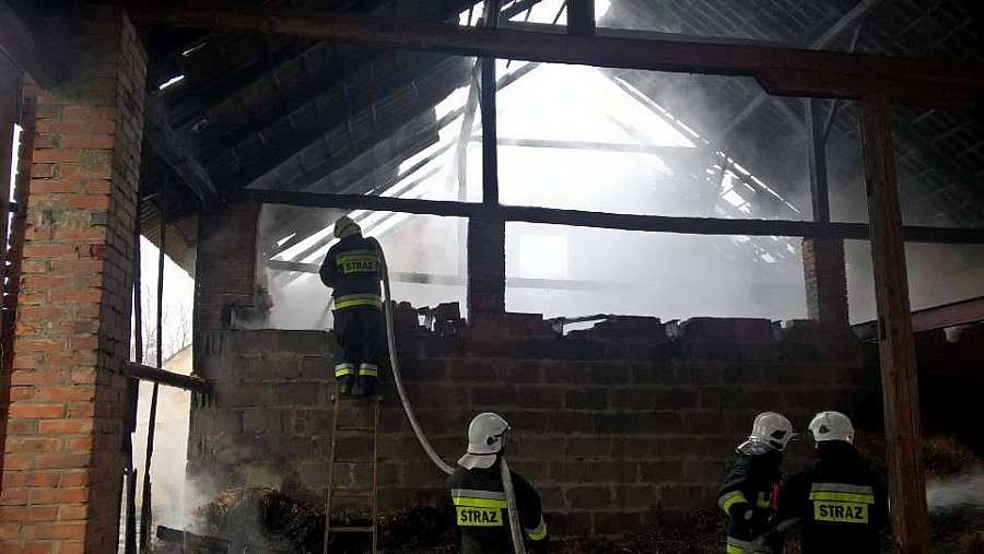 Pożar stodoły w gminie Mietków