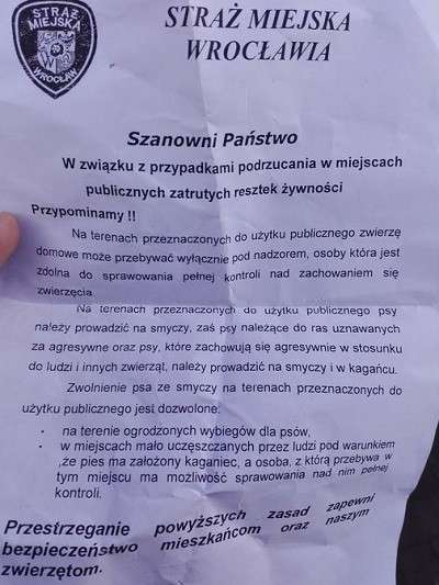 Uwaga! Ktoś truje psy