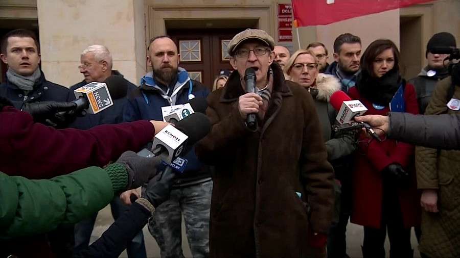. J. Pinior na manifestacji KOD we Wrocławiu