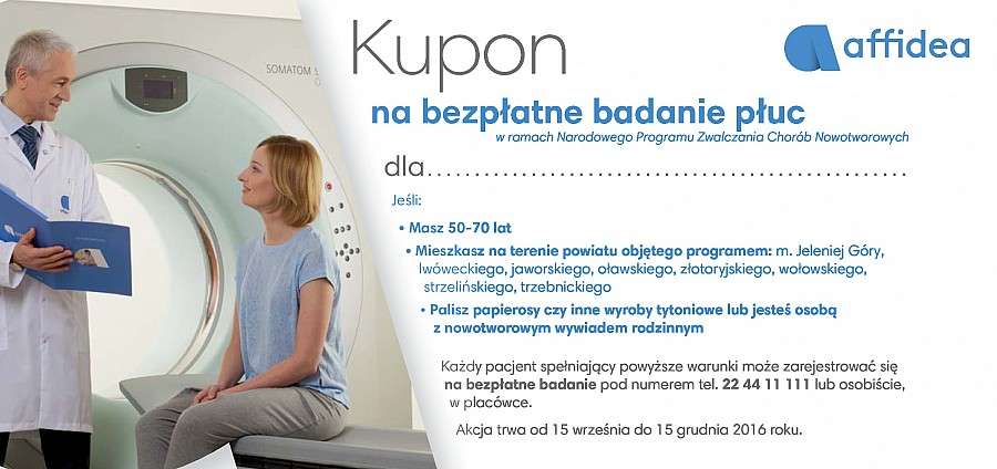 Przebadaj się bezpłatnie w kierunku nowotworów płuc w Affidea!