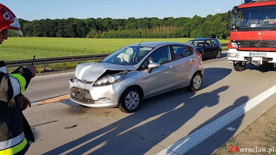 Zderzenie trzech aut na autostradzie A 4