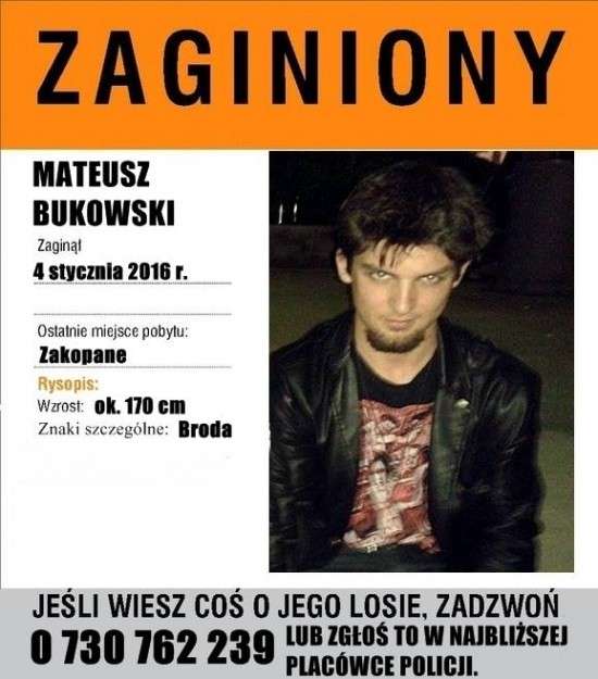 Zaginął Mateusz Bukowski - student Uniwersytetu Wrocławskiego