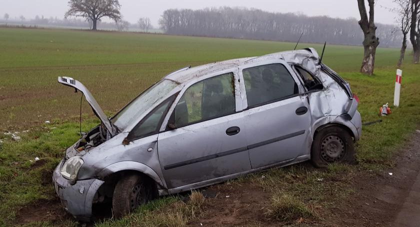 Samochód wypadł z drogi i uderzył w drzewo