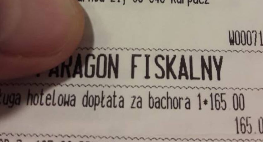 Dopłata za bachora - paragon z hotelu w Karpaczu