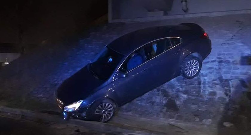 Przejechała przez pas zieleni i wylądowała na skarpie