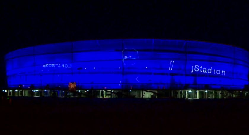 Wrocław dziękuje medykom. Laserowy pokaz na fasadzie stadionu