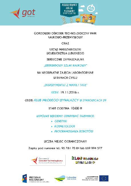 Weekendowy szlak naukowy - Gorzowski Ośrodek Technologiczny