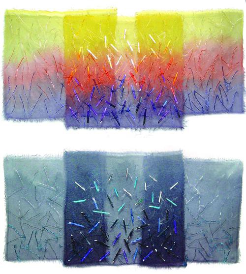 Wystawa Barbary Pierzgalskiej tkaniny artystycznej, collage 