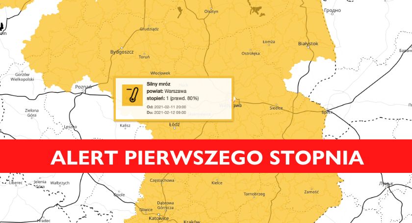 IMGW: Alerty pierwszego stopnia — silny mróz