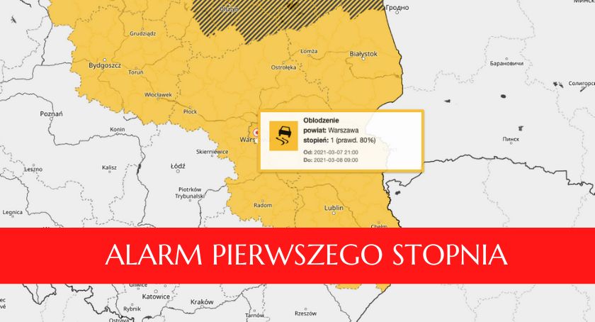 UWAGA! Oblodzenia i silny wiatr w Warszawie: ostrzeżenie pierwszego stopnia 