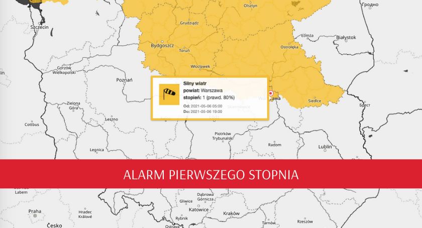 Ostrzeżenie IMGW: Wiatr w porywach do 75 km/h