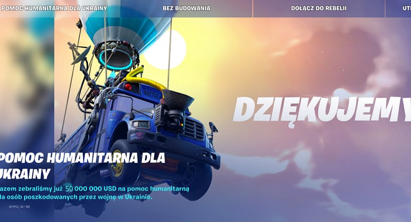 Fortnite przeznacza wpływy na Ukrainę - w 2 dni jest 50 mln dolarów! Do akcji dołącza Xbox! 