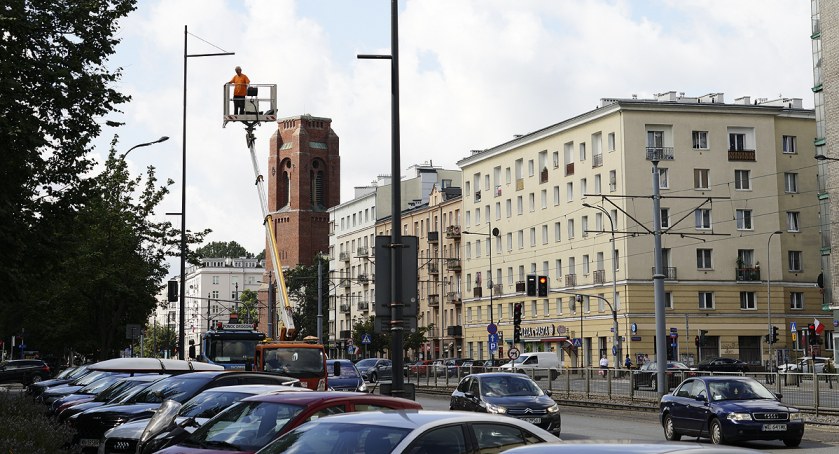 Ulica Grójecka i prace na wysokości
