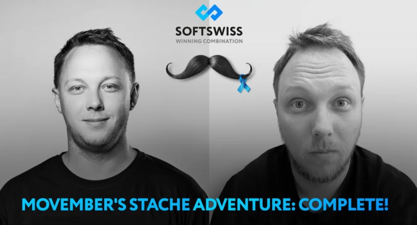 Pracownicy IT SOFTSWISS z wąsami i brodami. Chodzi o zwiększanie świadomości!