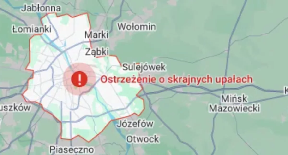 Ostrzeżenie o skrajnych upałach w Warszawie
