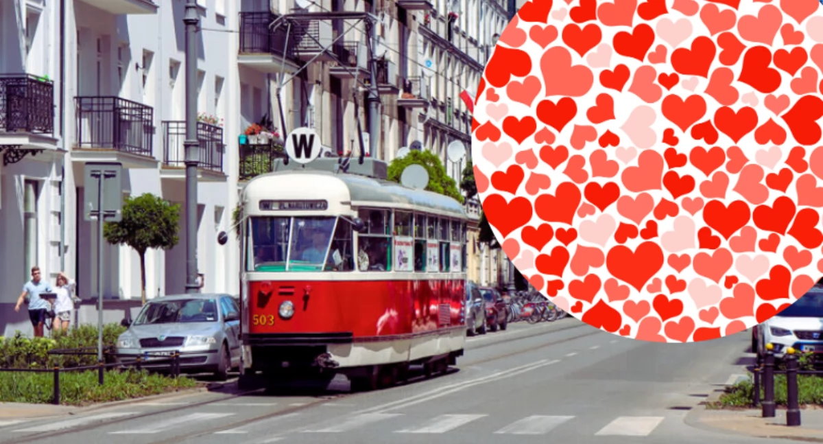 Walentynki i Warszawski Transport Publiczny. Zakochany tramwaj na torach! 