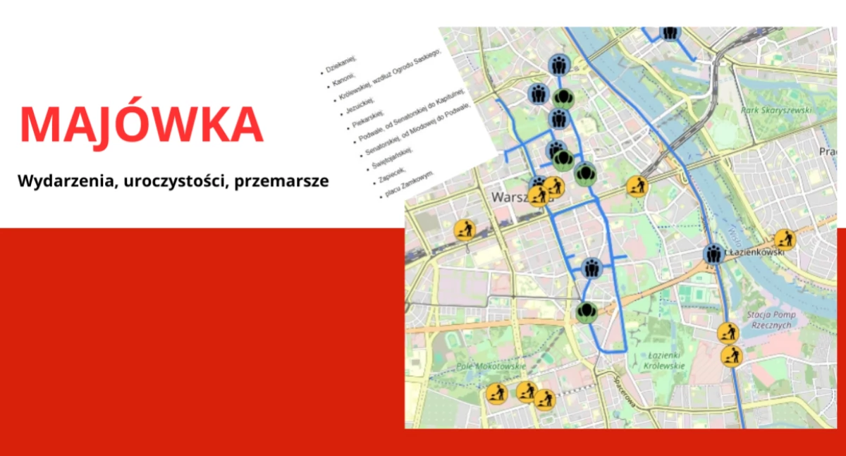 Majówka, zmiany, utrudnienia. Uroczystości i przemarsze w Warszawie