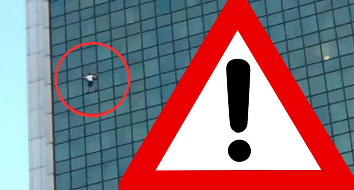 Głupota poraża? Na dawny Marriott znowu ktoś się wspinał