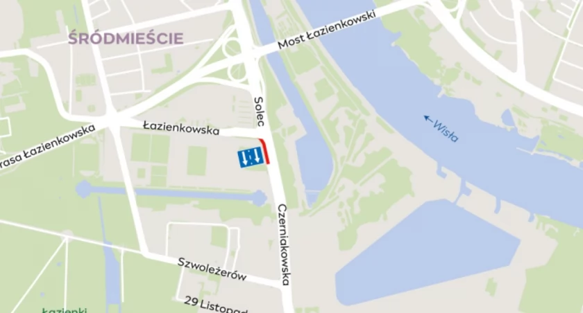 WĘZIEJ przy ul. Łazienkowskiej! Kierowcy STRACĄ jeden pas