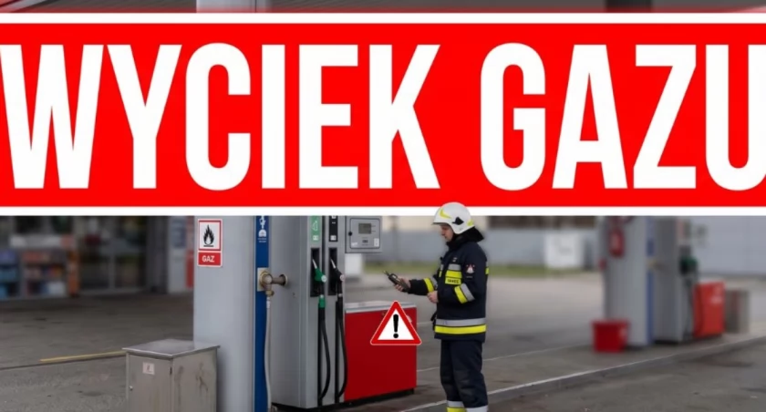 WYCIEK GAZU na stacji paliw przy CENTRUM HANDLOWYM Targówek