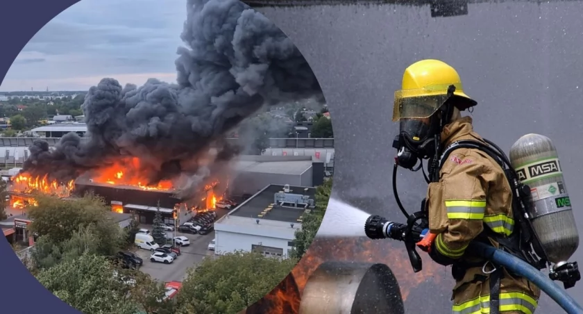 Wielki pożar na Targówku. Spłonął salon samochodowy na Bródnie