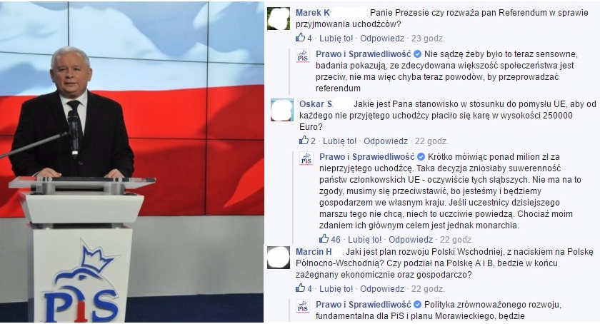 Jarosław Kaczyński rozmawia na Facebooku