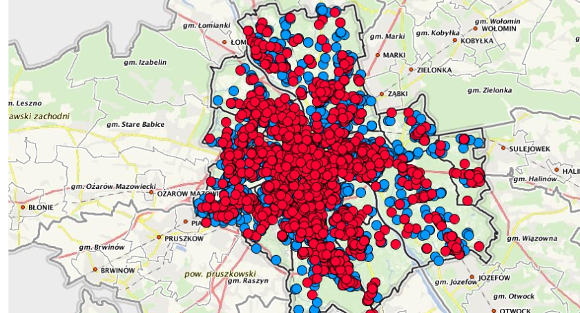 Mapa punktów sprzedaży napojów alkoholowych