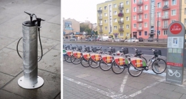 Pompki rowerowe przy każdej stacji Veturilo