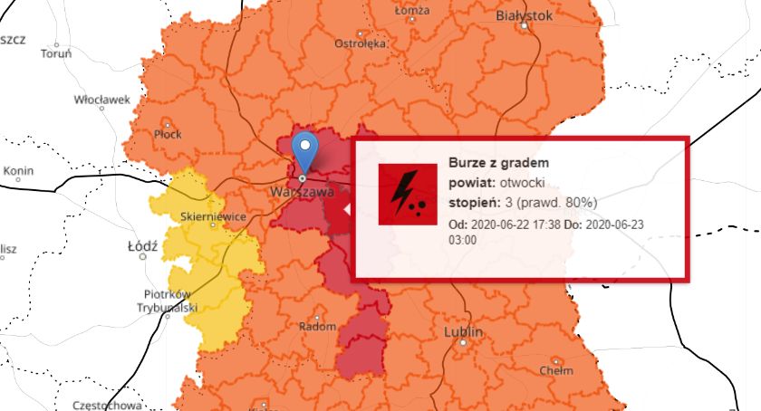 Powiat otwocki - ostrzeżenie meteorologiczne 3 stopnia!