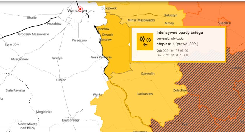 Intensywne opady śniegu - ostrzeżenie meteo