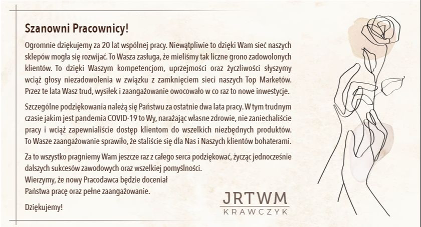 Podziękowania dla Pracowników sklepów Top Market