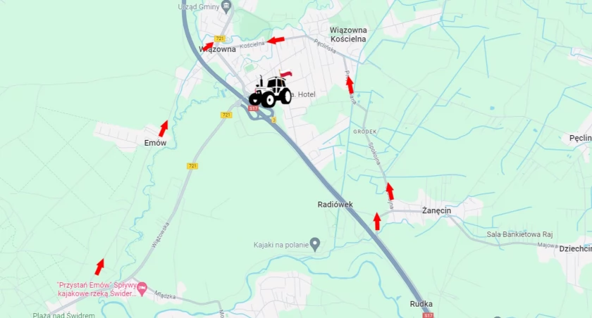Strajk rolników 6 marca - blokada na S17 w Wiązownie