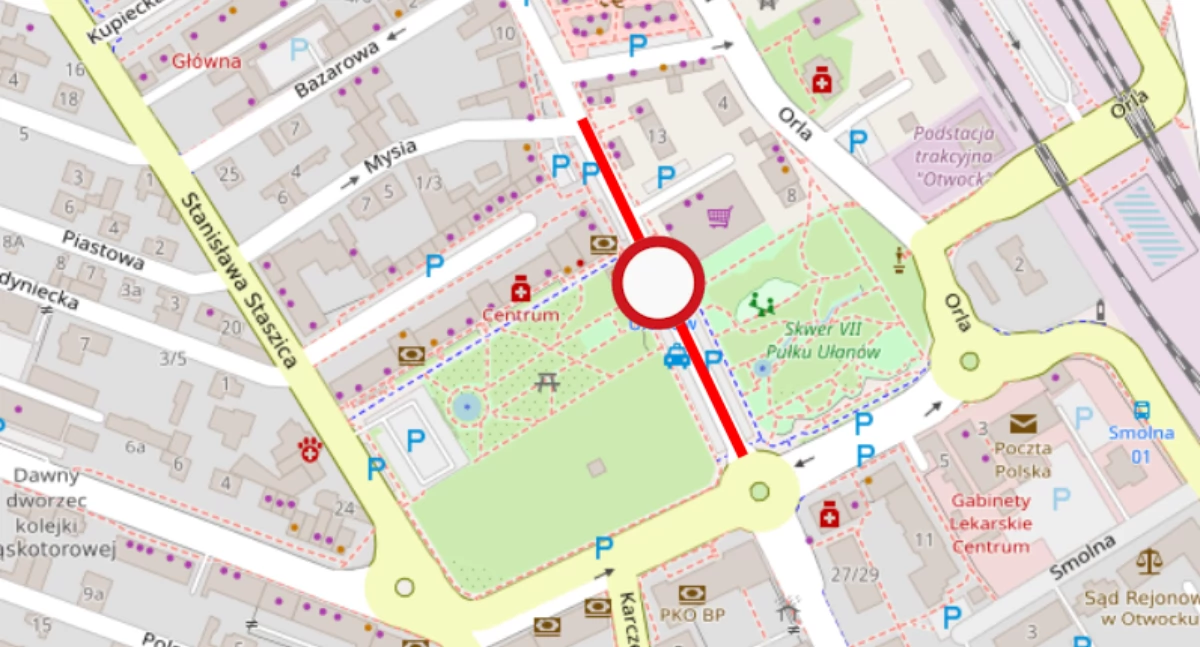 Otwock. Zamknięta ul. Andriollego w centrum przy małpim gaju