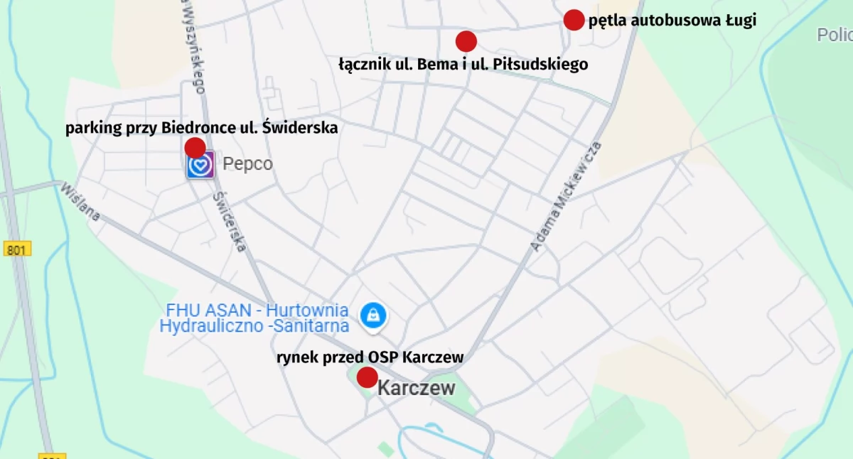 Beczkowozy w Karczewie - lokalizacja