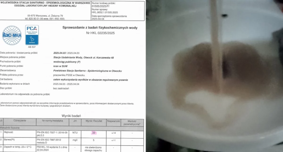 Wyniki badań wody z otwockiego wodociągu opublikowane przez sanepid