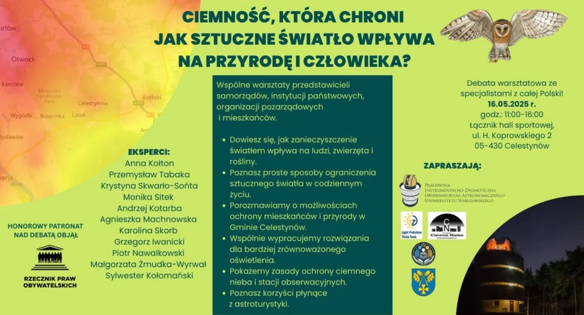 Celestynów: Debata „Ciemność która chroni. Jak sztuczne światło wpływa na przyrodę i człowieka?”