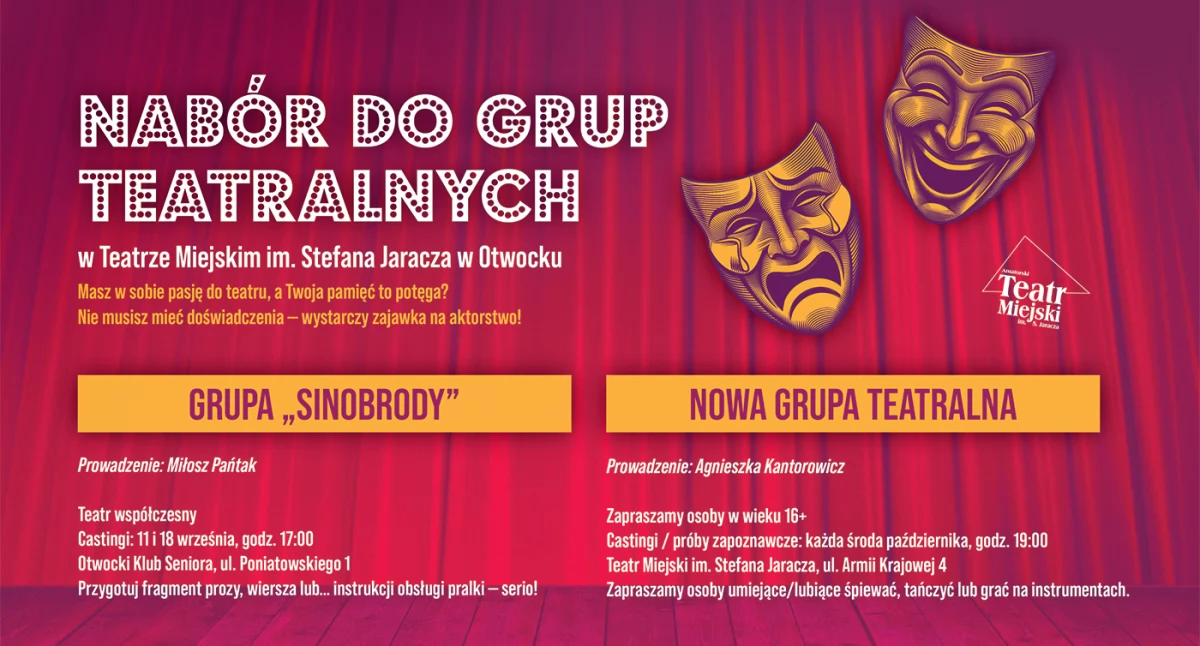 MOKTiS Otwock zaprasza na castingi do grup teatralnych dla amatorów