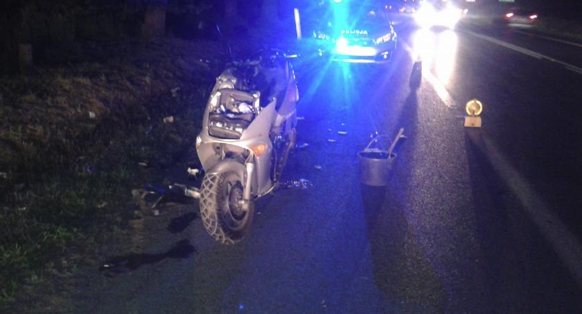 Zderzenie motocyklisty z łosiem na DK17