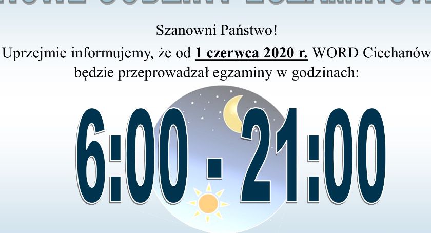 WORD w Ciechanowie wydłuża godziny przeprowadzania egzaminów