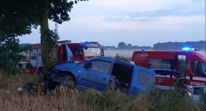 Volkswagen uderzył w drzewo w gminie Regimin [zdjęcia]