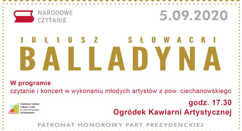 Młodzi artyści przeczytają w Ciechanowie Balladynę
