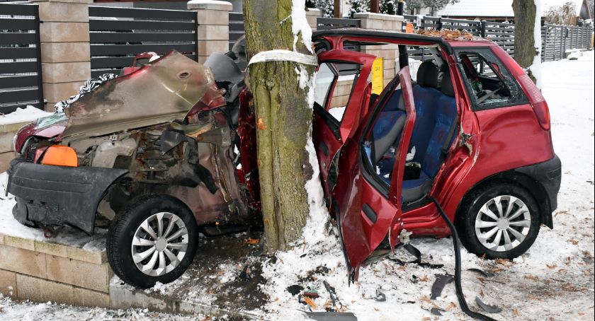 Fiat rozbił się na drzewie. Kierująca po alkoholu i bez prawa jazdy [zdjęcia]